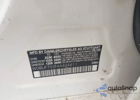 2004 Mercedes-Benz E 500 from USA, damaged, VIN WDBUF70J94A404611